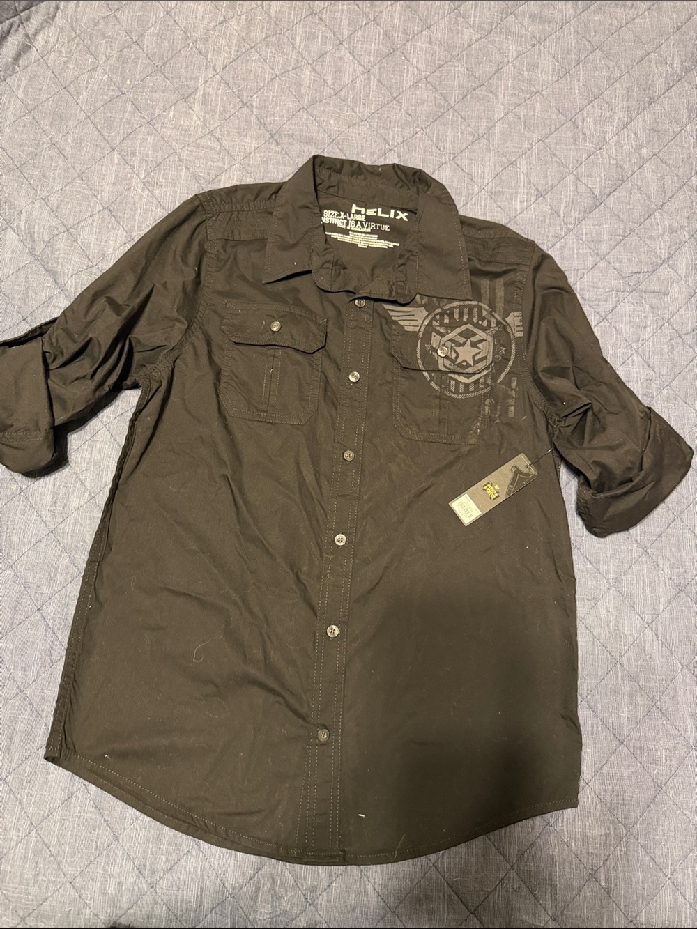Helix Black Casual Lightweight Button-Up Shirt Jacket